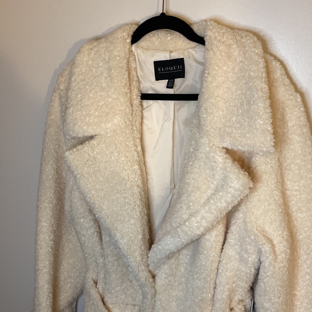 NWT Eloquii Long Belted Teddy Coat - SIZE 18/20 2X - Picture 4 of 8